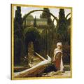 Gerahmtes Bild von Lord Frederic Leighton "Maurischer Garten; ein Traum von Granada", Kunstdruck im hochwertigen handgefertigten Bilder-Rahmen, 100x100 cm, Gold Raya