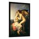 Gerahmtes Bild von Francois Pascal Simon Gerard "Amor und Psyche", Kunstdruck im hochwertigen handgefertigten Bilder-Rahmen, 70x100 cm, Schwarz matt