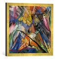 Gerahmtes Bild von Franz Marc Tirol, Kunstdruck im hochwertigen handgefertigten Bilder-Rahmen, 50x50 cm, Gold Raya