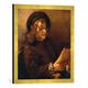 Gerahmtes Bild von Rembrandt Harmensz van Rijn Titus van Rijn, der Sohn des Künstlers, lesend, Kunstdruck im hochwertigen handgefertigten Bilder-Rahmen, 50x50 cm, Gold Raya