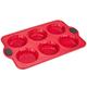 Levivo Törtchen Formen Silikon, 6er Backform für kleine Kuchen, Backblech für 6 Torten, Gebäckform Rot, Form zum Backen 34.5 x 21.5 cm