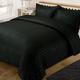 Dreamscene Satin Stripe Bettbezug mit 2 Kissen Quilt Betten-Set, schwarz, Betten
