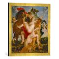 Gerahmtes Bild von Peter Paul Rubens Raub der Töchter des Leukippos, Kunstdruck im hochwertigen handgefertigten Bilder-Rahmen, 50x50 cm, Gold Raya