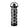 Lifefactory 16360 Glas-Trinkflasche mit Active Flip Cap, onyx, 650 ml