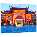 Pixxprint chinesischer Tempel, MDF-Holzbild im Bretterlook Format: 80x60cm, Wanddekoration