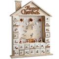 WeRChristmas Weihnachtsdekoration Advent Kalender Holzhaus, Natur/beige, 37 cm