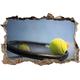 Pixxprint 3D_WD_2469_92x62 Tennisschläger mit Tennisball Wanddurchbruch 3D Wandtattoo, Vinyl, Bunt, 92 x 62 x 0,02 cm