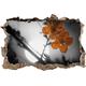 Pixxprint 3D_WD_4973_92x62 Kirschblüten am Baum vor der Sonne Wanddurchbruch 3D Wandtattoo, Vinyl, schwarz/weiß, 92 x 62 x 0,02 cm