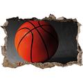 Pixxprint 3D_WD_5268_62x42 Basketball schwarzer Hintergrund Wanddurchbruch 3D Wandtattoo, Vinyl, schwarz / weiß, 62 x 42 x 0,02 cm