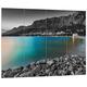 Pixxprint sensationeller Strand in Makarska Kroatien Schwarz/weiß, MDF-Holzbild im Bretterlook Format: 80x60cm, Wanddekoration