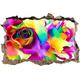 Pixxprint 3D_WD_S2072_92x62 Bunte schöne Rose Wanddurchbruch 3D Wandtattoo, Vinyl, Bunt, 92 x 62 x 0,02 cm