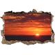 Pixxprint 3D_WD_S1035_62x42 romantischer Sonnenaufgang über der See Wanddurchbruch 3D Wandtattoo, Vinyl, bunt, 62 x 42 x 0,02 cm