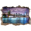 Pixxprint 3D_WD_2626_62x42 Skyline New York bei Nacht Wanddurchbruch 3D Wandtattoo, Vinyl, bunt, 62 x 42 x 0,02 cm