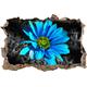 Pixxprint 3D_WD_S4980_92x62 blaue exotische Blüte Wanddurchbruch 3D Wandtattoo, Vinyl, schwarz/weiß, 92 x 62 x 0,02 cm