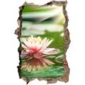 Pixxprint 3D_WD_S2101_92x62 schöne Seerose auf Wasser Wanddurchbruch 3D Wandtattoo, Vinyl, bunt, 92 x 62 x 0,02 cm