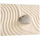 Pixxprint Zen Stein im Sand, MDF-Holzbild im Bretterlook Format: 80x60cm, Wanddekoration