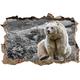 Pixxprint 3D_WD_S4877_62x42 träger Grizzly auf Stein sitzend Wanddurchbruch 3D Wandtattoo, Vinyl, schwarz / weiß, 62 x 42 x 0,02 cm