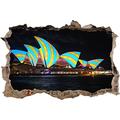 Pixxprint 3D_WD_S1697_92x62 Sydney Opera House mit Streifenmuster Wanddurchbruch 3D Wandtattoo, Vinyl, bunt, 92 x 62 x 0,02 cm