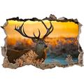 Pixxprint 3D_WD_S2580_92x62 eleganter Hirsch in Wildnis Wanddurchbruch 3D Wandtattoo, Vinyl, bunt, 92 x 62 x 0,02 cm