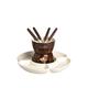 Excelsa Chocolate Dienst Fondue Schokolade mit Teller 8 Stück, Keramik, creme/braun/Griff braun, 25 x 25 x 12 cm