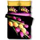 DecoKing Premium 00809 Bettwäsche 155x220 cm mit 1 Kissenbezug 80x80 schwarz 3D Microfaser Bettbezug Bettwäschegarnitur Blumen Blumenmuster black weiß white gelb yellow violett violet grün green Quentin