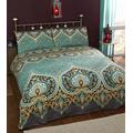 Asha Smaragd indischen Design Bettwäscheset, Bettbezug und 2 Kissenbezüge Bettwäsche-Set, grün/Blaugrün, King