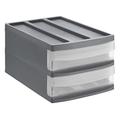 Rotho 1114508853 Schubladenbox Systemix aus Kunststoff, Ablagefach Grösse M Duo, Plastik, anthrazit / transparent, 39.5 x 25.5 x 20.3 cm