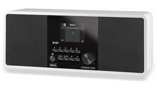 Imperial DABMAN i200 Internet/DAB+ Radio (Stereo Sound, Internetradio/DAB+ / DAB/UKW, WLAN, LAN, Aux-In, Line-Out, Kopfhörer Ausgang, Spotify) weiß, 32x13,5x11 cm