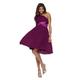 Astrapahl Damen Cocktail Kleid One Shoulder, Knielang, Einfarbig, Gr. 34, Violett