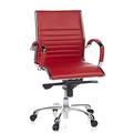 hjh OFFICE 660532 Profi Chefsessel Parma 10 Leder Rot/Chrom moderner Bürostuhl, mittelhohe Rückenlehne