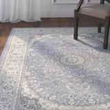 Blue/White 94 x 0.43 in Area Rug - Astoria Grand Attell Oriental Steel Blue/Cream Area Rug Polypropylene | 94 W x 0.43 D in | Wayfair