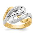 14ct Yellow Gold Solid Polished Open face and Rhodium Swirl Ring Size L 1/2 Jewelry Gifts for Women