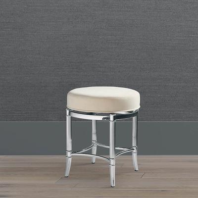 Bailey Swivel Vanity Stool - Chrome, Chrome with Grey Faux Leather - Frontgate