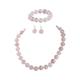 TreasureBay Women's Gemstone Necklace Bracelet Jewellery Set 12mm Rose Quartz Beaded