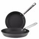 Anolon Professional Non Stick Frying Pan Set of 2 - Durable Frying Pan Set 20 & 28cm, with Stainless Steel Riveted Handles, Oven & Dishwasher Safe Cookware, Black