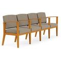 Amherst Wood Frame 4 Seats w/ Center Arms in Standard Fabric or Vinyl