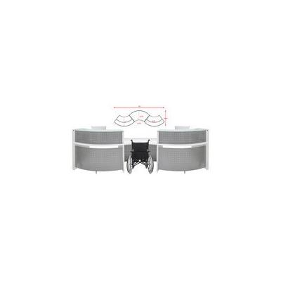 White 2-Person Glass Top Curved Wave ADA Reception Desk
