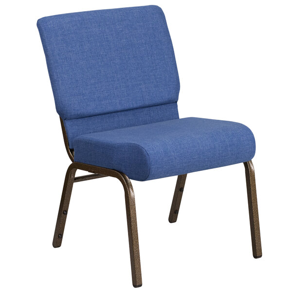 Flash Furniture FD-CH0221-4-GV-BLUE-GG Hercules Series Blue 21" Church Chair with Gold Vein Frame