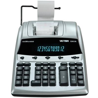 Victor 1240-3A 12-Digit Black / Red Two-Color Printing Calculator with Antimicrobial Coating - 4.5 Lines Per Second