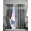 viceroy bedding PAIR OF VELVET STYLE DIAMANTE THERMAL BLACKOUT Eyelet Ring Top Curtains Including Pair of Matching TIE BACKS (90'' x 54'', Silver/Grey)