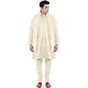 SKAVIJ Kurta Pajama Jacket Scarf 4-Piece Set Wedding Party Dress Suit White M