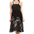 Sakkas 55341 Aphrodite Embroidered Batik Dress - Black/Grey - OS