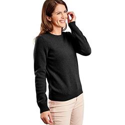WoolOvers Womens Lambswool Crew Neck Jumper Black, L