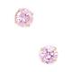 14ct Yellow Gold October Pink 5mm Round CZ Cubic Zirconia Simulated Diamond Basket Set Earrings Jewelry Gifts for Women