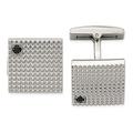 Stainless Steel Textured Polished Texture Black CZ Cubic Zirconia Simulated Diamond Cuff Links Jewelry Gifts for Men
