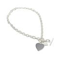 Strictly Gifts Sterling Silver Necklace with Double Heart Tag - 925 Hallmarked - T Bar Fastening
