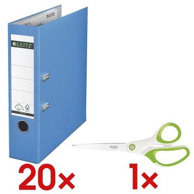 Leitz 20 Ordner »1010« inkl. 1 Qualitätsschere »WOW« blau, 8x31.8x28.5 cm