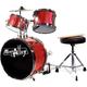 Music Alley Junior Drum Kit for Kids with Kick Drum Pedal, Drum Stool & Drum Sticks - Red