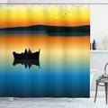 East Urban Home Buddies on Tranquil Still Lake at Epic Sunset Fish Male Friends Home Decor Shower Curtain Set Polyester | 84 H x 69 W in | Wayfair