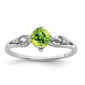 925 Sterling Silver Polished Open back Rhodium Plated Diamond and Peridot Cushion Ring Size N 1/2 Measures 2mm Wide Jewelry Gifts for Women